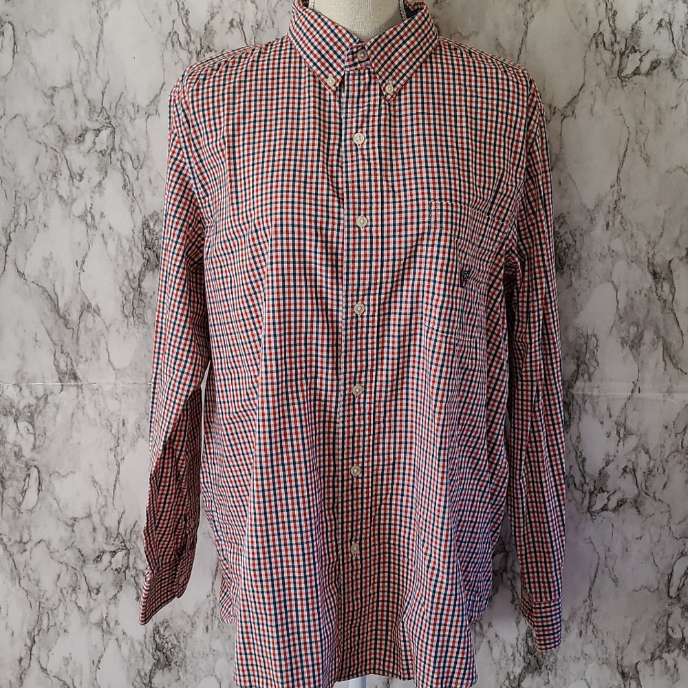 Chaps Checkered Button Down Size Large - image 1